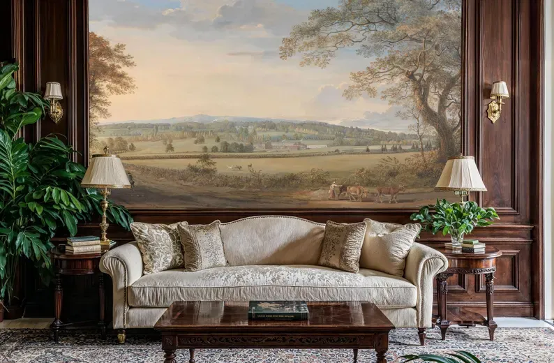Arcadian Vista — Landscape wall mural in an interior