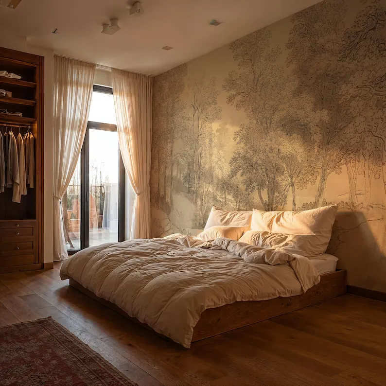 Orchard Nocturne — Landscape wall mural in an interior