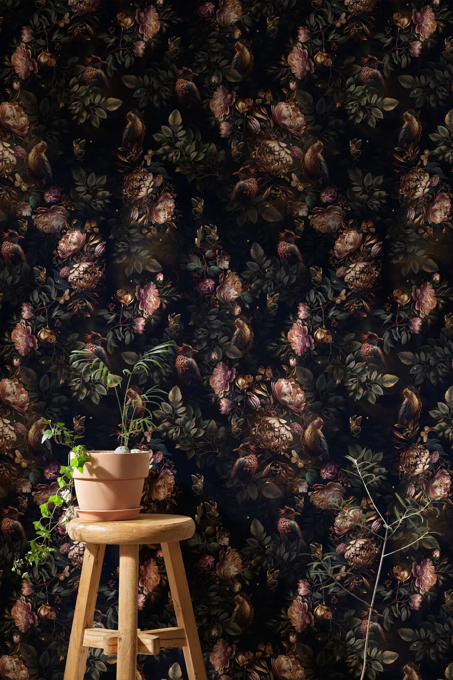 Dusk Petals — Botanical wallpaper in an interior
