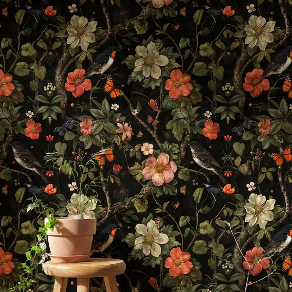 Faded Vista — Botanical wallpaper in an interior