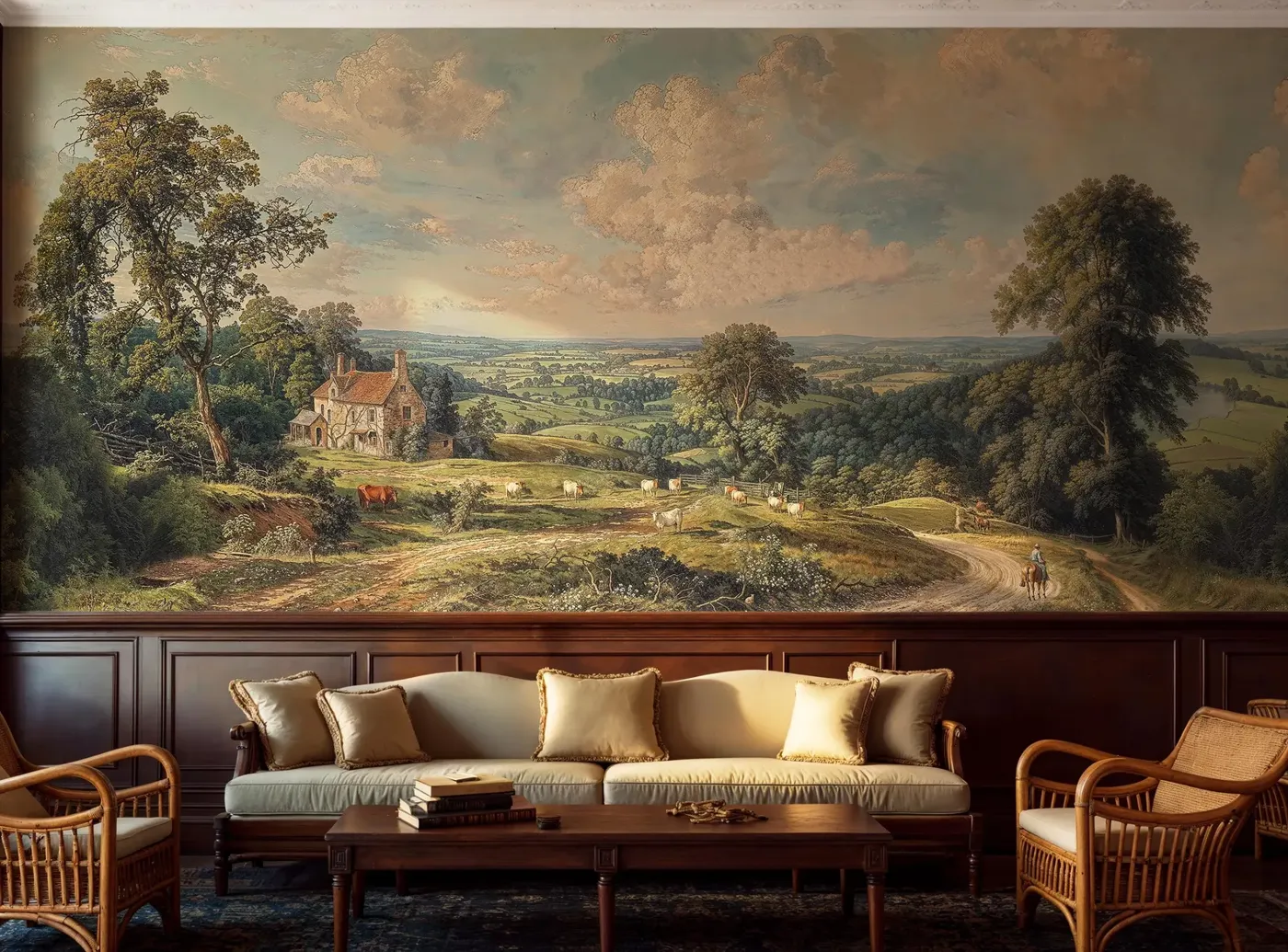 Pastoral Valley — Landscape wall mural in an interior