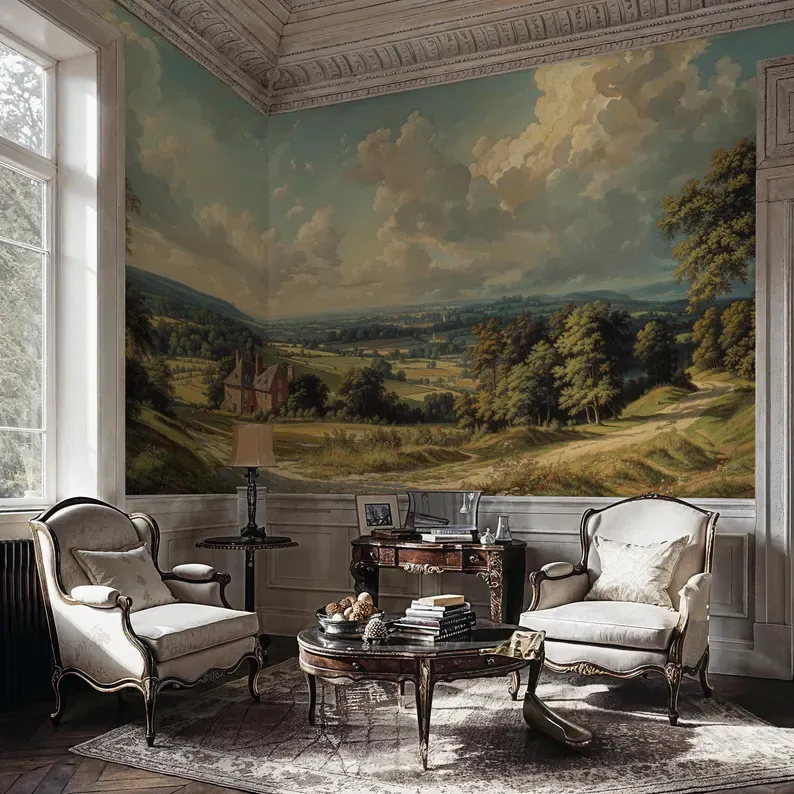 Blue Vale — Landscape wall mural in an interior