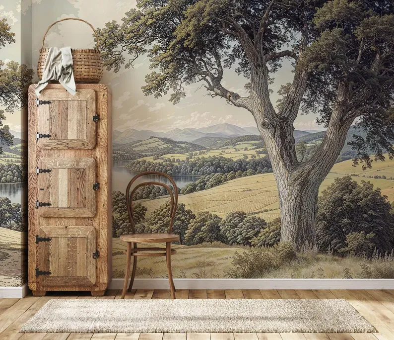 Verdant Forest — Landscape wall mural in an interior