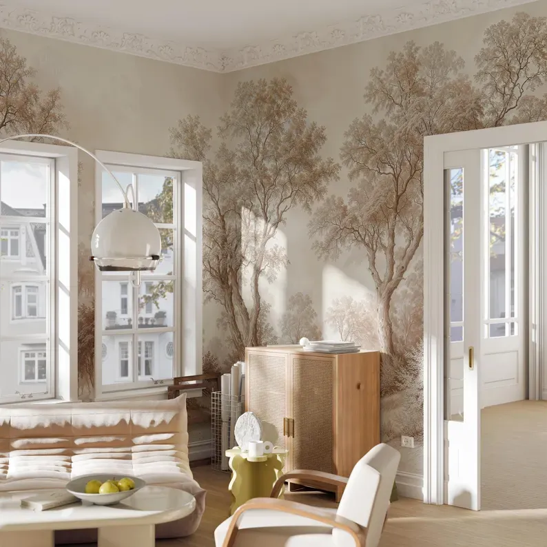Rose Horizon — Landscape wall mural in an interior