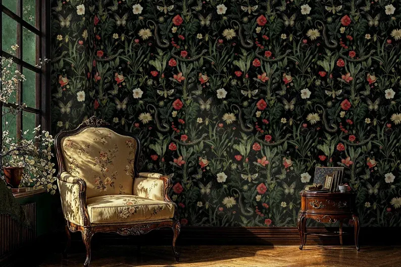 Serpent Garden — Botanical wallpaper in an interior