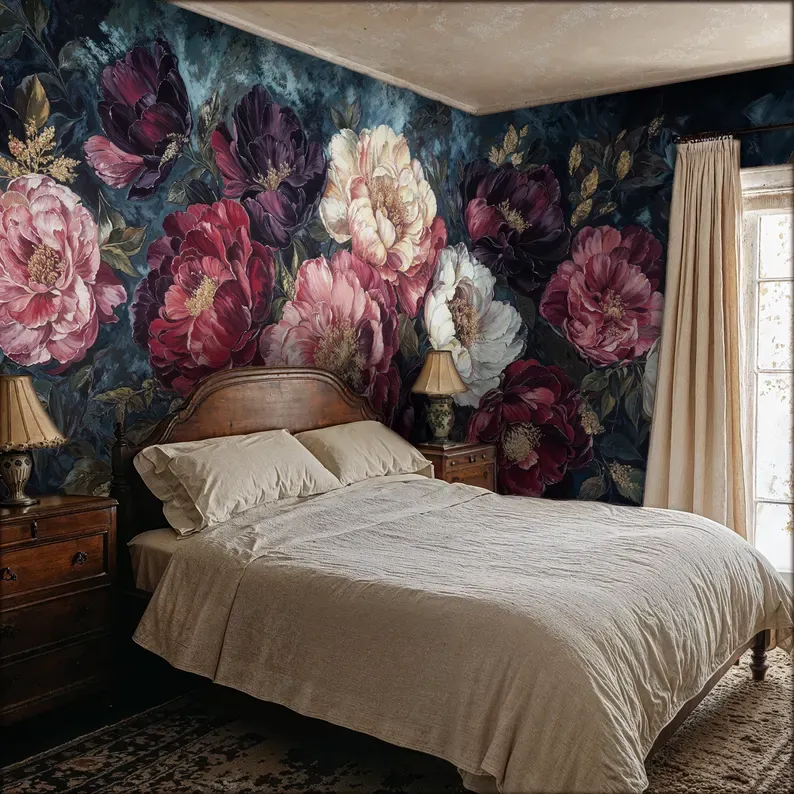 Opulent Peony — Floral wall mural in an interior