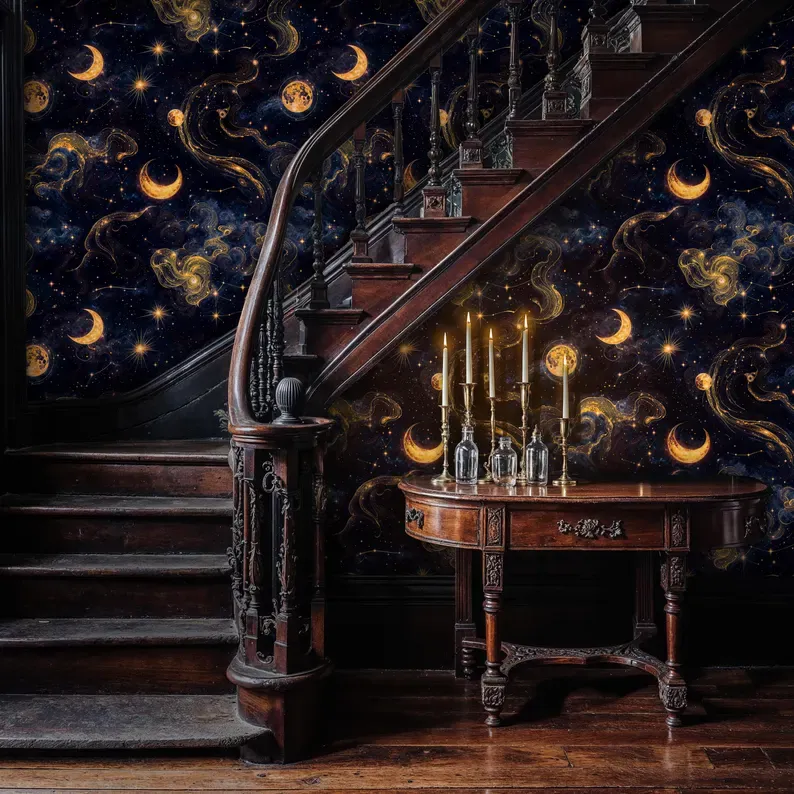 Pastel Bloom — Celestial wallpaper in an interior