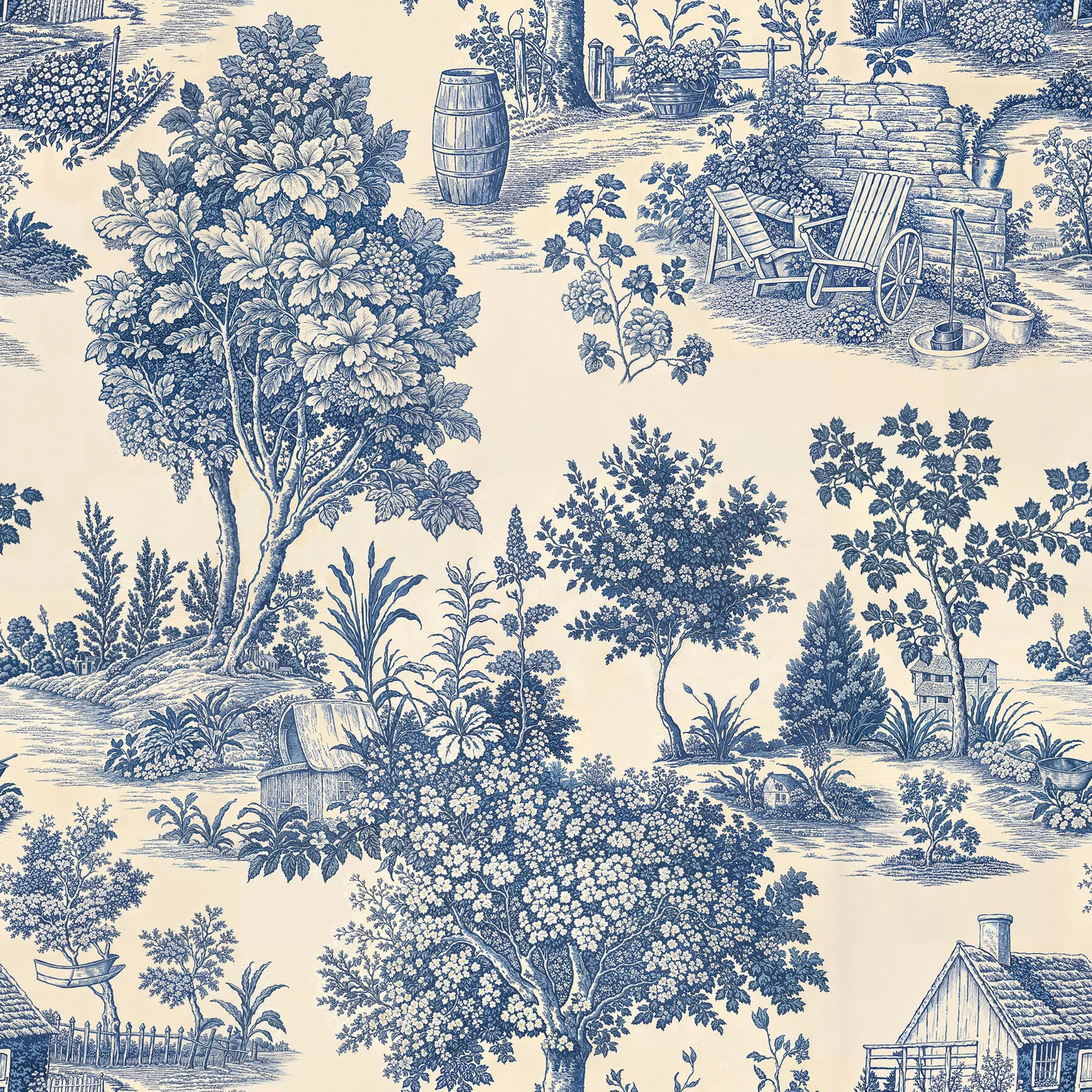 Blue Chinoiserie artwork detail