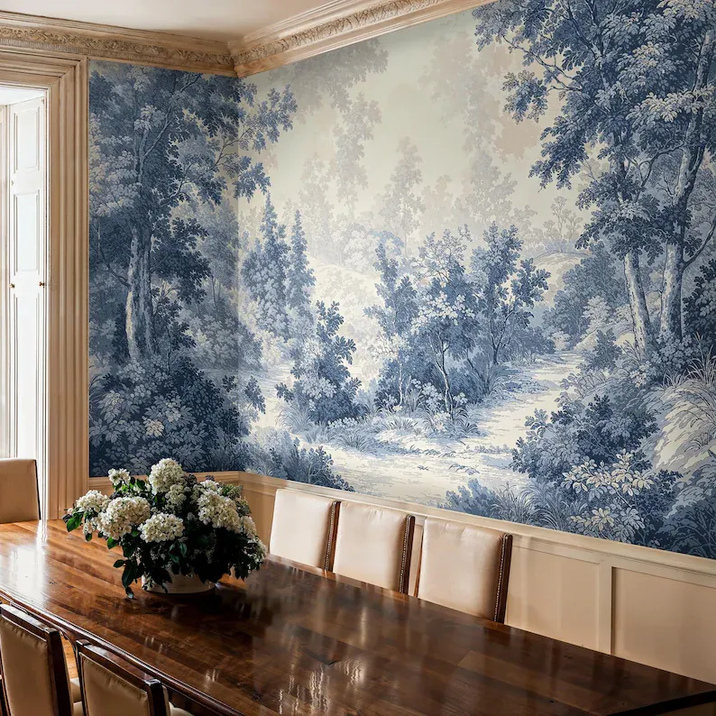 Blue Forest — Landscape wall mural in an interior