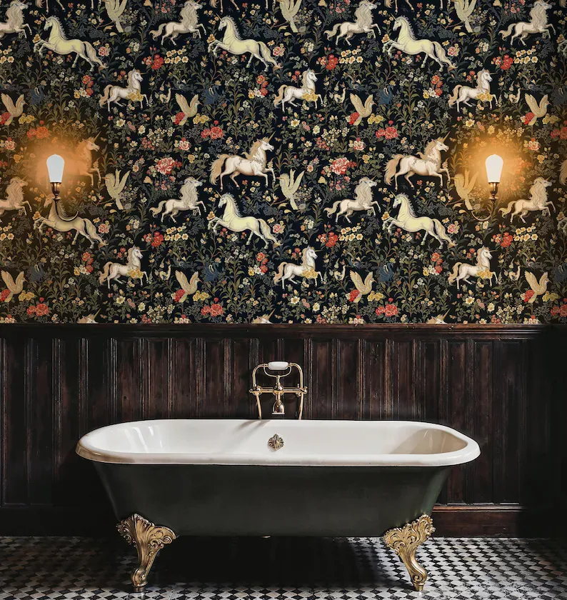 Unicorn Grove — Whimsical wallpaper in an interior