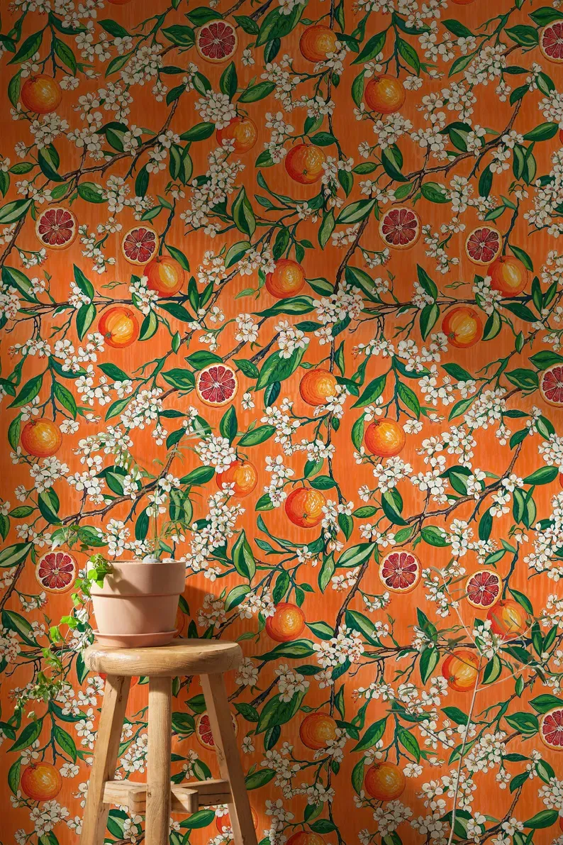 Orange Grove — Botanical wallpaper in an interior