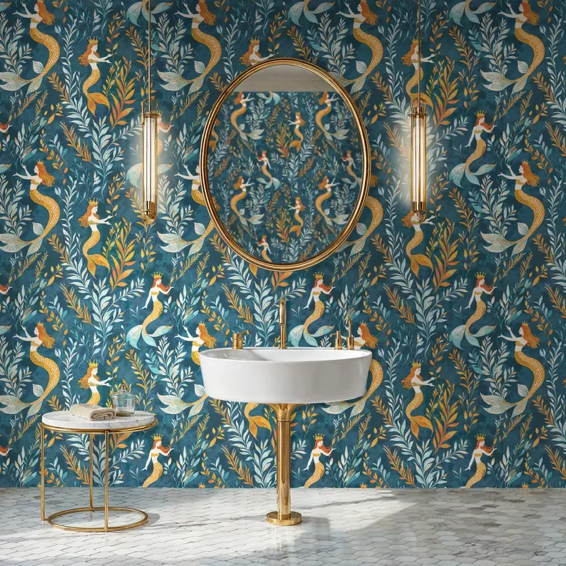 Mermaid Song — Whimsical wallpaper in an interior