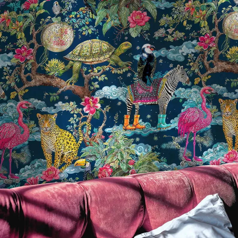 Safari Fantasy — Whimsical wallpaper in an interior