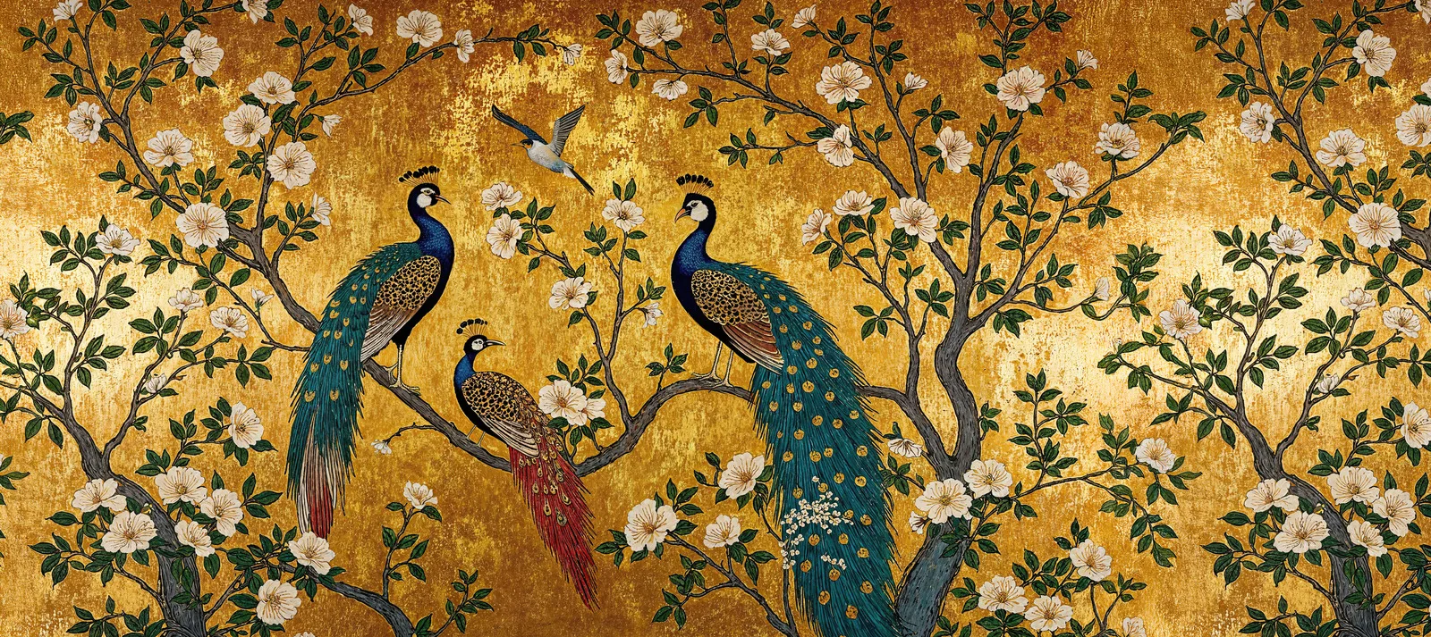 Golden Peacock artwork detail