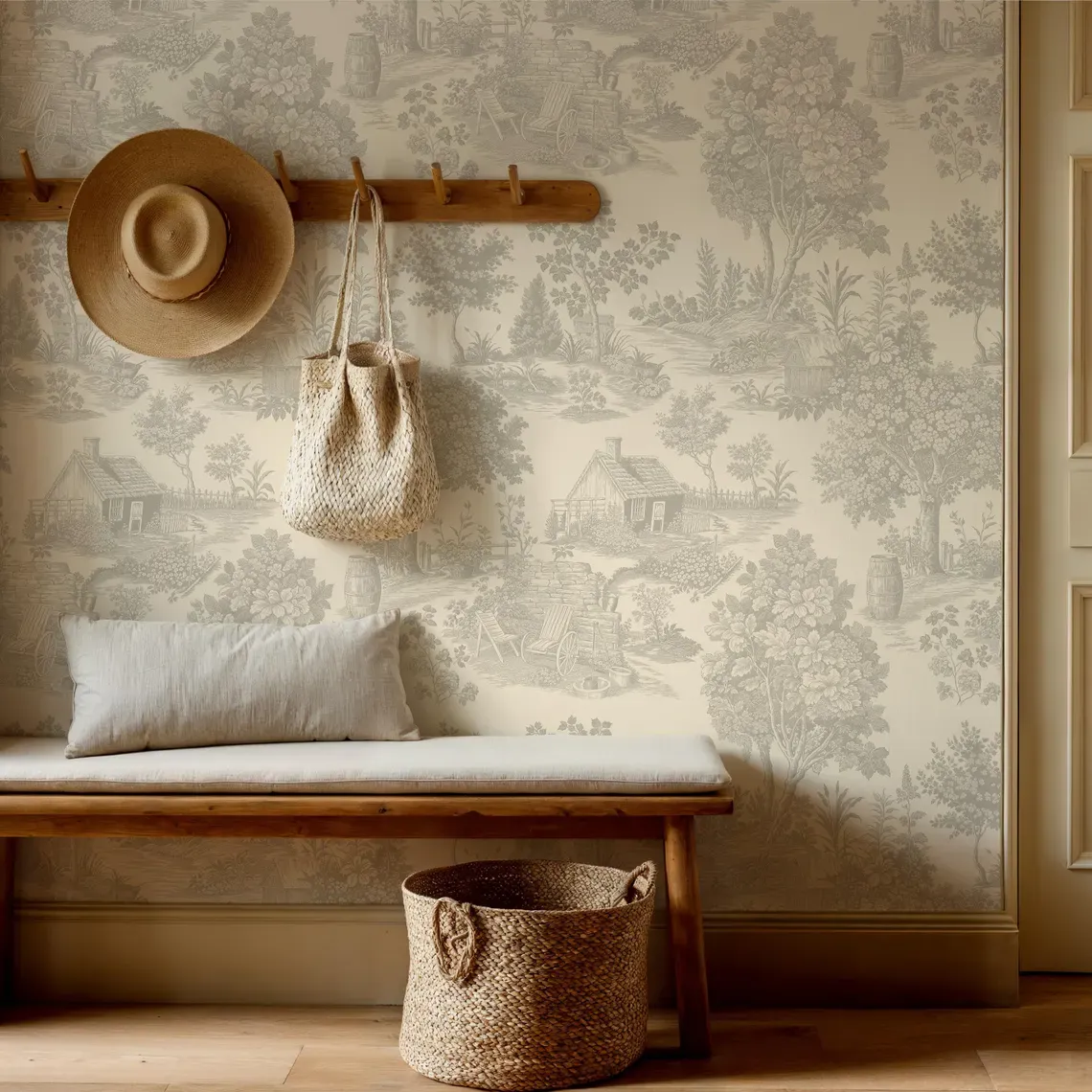Ivory Toile — Toile wallpaper in an interior