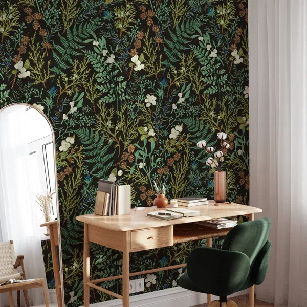 Twilight Bloom — Botanical wallpaper in an interior