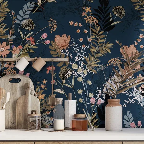 Bluebird Garden — Botanical wallpaper in an interior