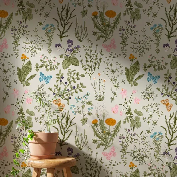 Wildflower Sketch — Botanical wallpaper in an interior