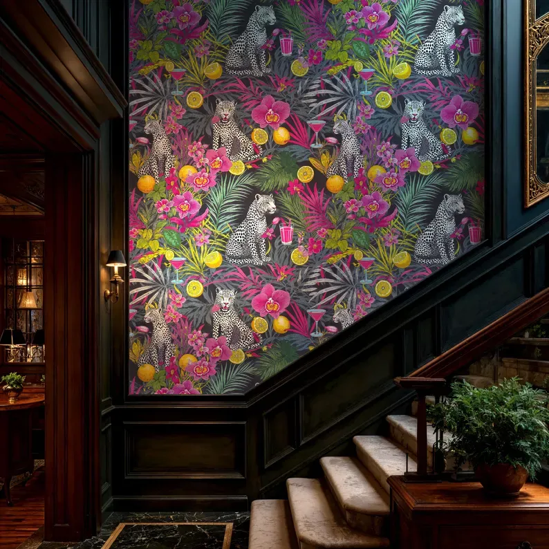 Jungle Party — Whimsical wallpaper in an interior