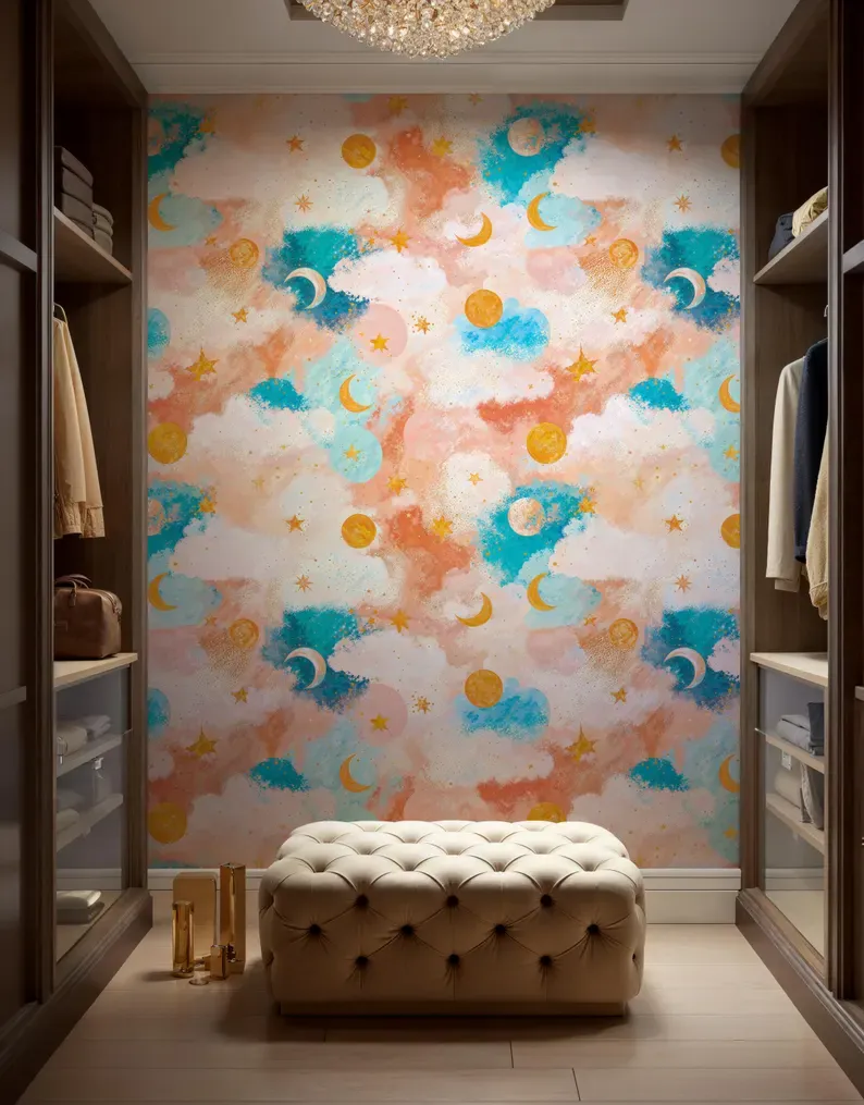 Sunset Petals — Celestial wallpaper in an interior