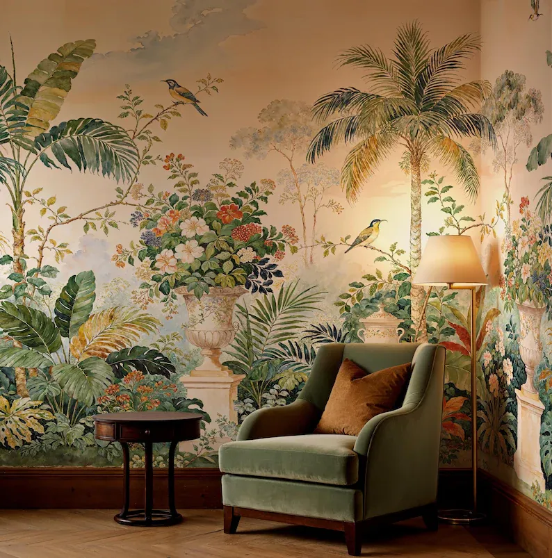 Palm Grove — Tropical wall mural in an interior