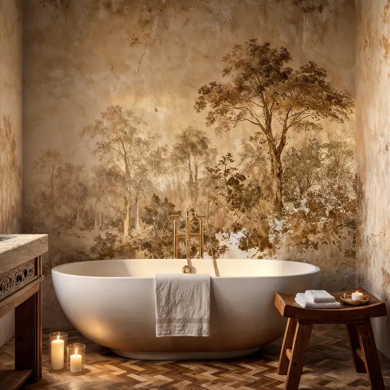 Pastoral Reverie — Landscape wall mural in an interior