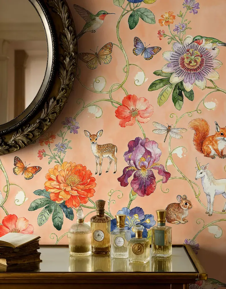Fiesta Noir — Whimsical wallpaper in an interior