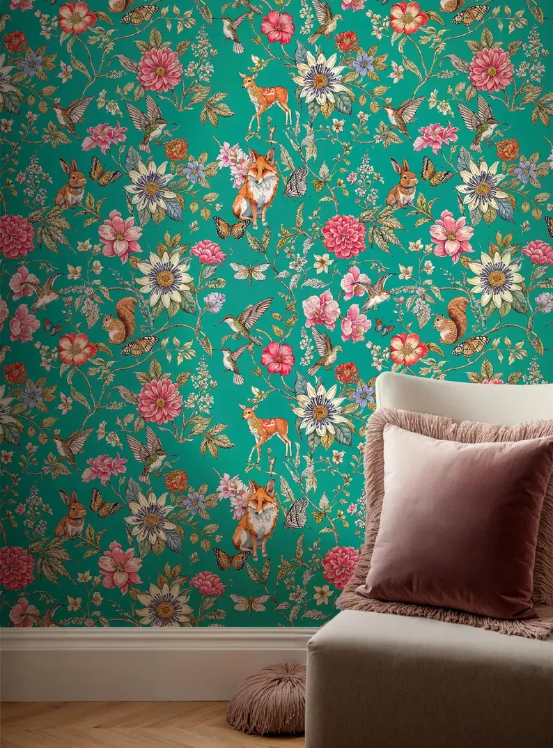 Teal Tapestry — Kids wallpaper in an interior
