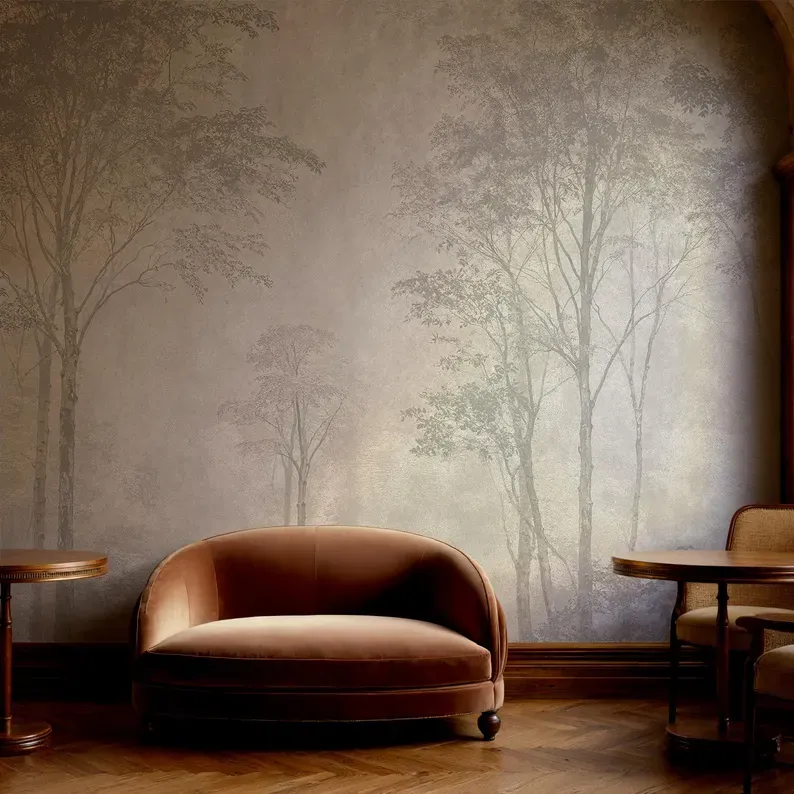 Misty Forest — Landscape wall mural in an interior