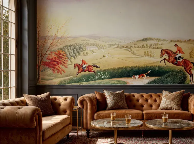 Peach Bloom — Landscape wall mural in an interior