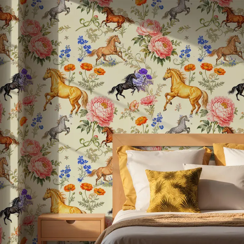 Songbird Garden — Whimsical wallpaper in an interior