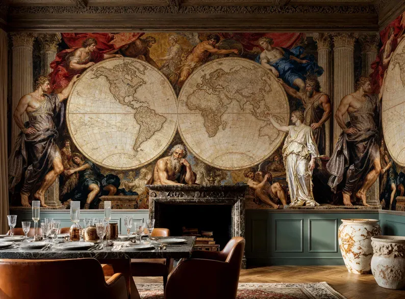 Celestial Spheres — Renaissance wall mural in an interior
